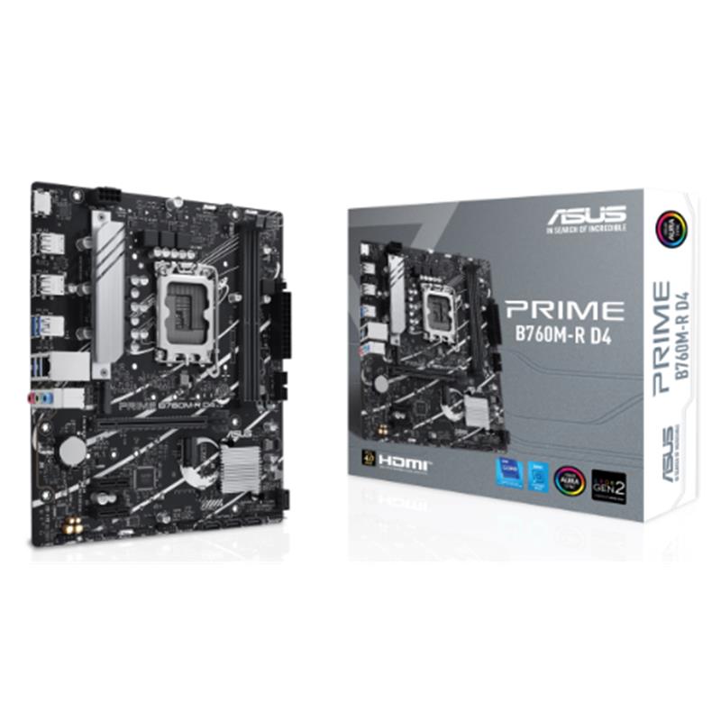 ASUS PRIME B760M-R D4 DDR4 5333MHZ 1XHDMI 2XM.2 USB 3.2 MATX 1700P (12. / 13. VE 14. NESİL İŞLEMCİ İLE UYUMLU) 