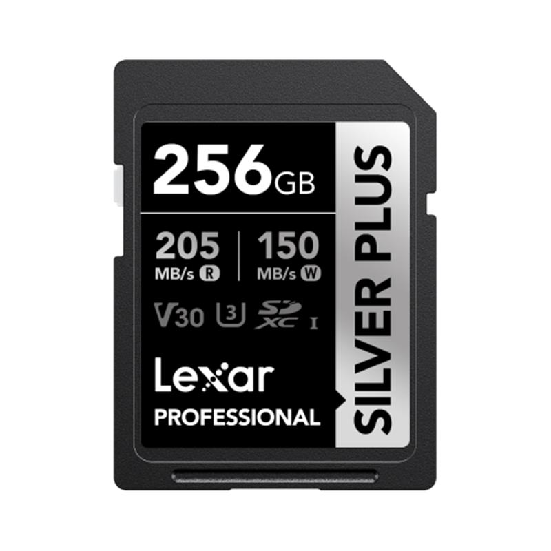 256GB LEXAR LSDSIPL256G-BNNNG PROFESSIONAL SILVER PLUS SDXC UHS-I CARDS UP TO 205MB/S READ 150MB/S WRITE C10 V30 U3 