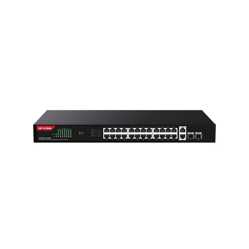 IP-COM G1128-24-410W 24 PORT GIGABIT +2XGB RJ45/SFP UPLINK 370W POE RACKMOUNT SWITCH 