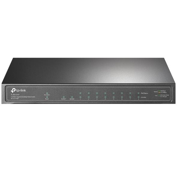 TP-LINK TL-SG1210P 8 PORT GIGABIT + 1X GIGABIT RJ45/SFP UPLINK 63W POE METAL KASA SWITCH 