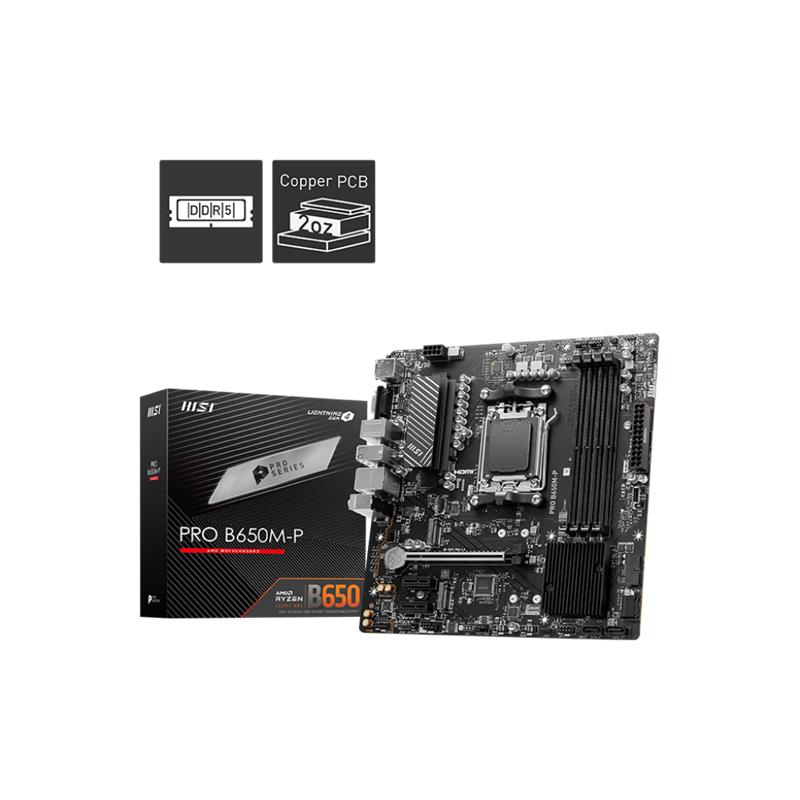 MSI PRO B650M-P DDR5 7200MHZ 1XVGA 1XHDMI 1XDP 2XM.2 USB 3.2 MATX AM5 ( AMD AM5 7000 SERILI ILEMCI UYUMLU) 