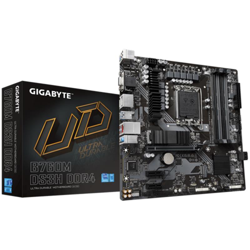 GIGABYTE B760M DS3H DDR4 5133MHZ 1XVGA 1XHDMI 1XDP 1XM.2 MATX 1700P (13. VE 12.NESİL İŞLEMCİ UYUMLU) 