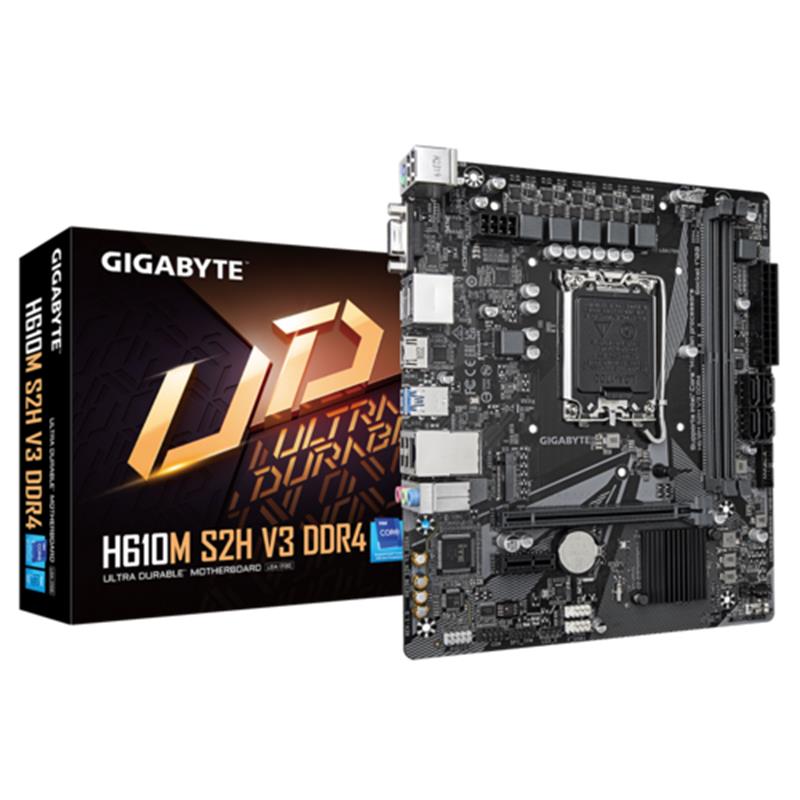 GIGABYTE H610M-S2H-V3-DDR4 3200MHZ 1XVGA 1XHDMI 2XDP 1XM.2 USB 3.2 MATX 1700P (12./13.VE 14.NESIL ILEMCI UYUMLU) 