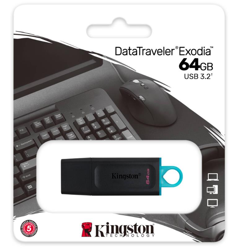 64 GB KINGSTON USB BELLEK 3.2 DT EXODIA GEN1 DTX/64GB 