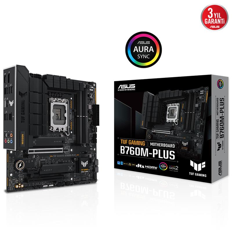 ASUS TUF GAMING B760M-PLUS DDR5 7200MHZ 1XHDMI 1XDP 2XM.2 MATX 1700P (12. / 13. VE 14. NESIL ILEMCI UYUMLU) 