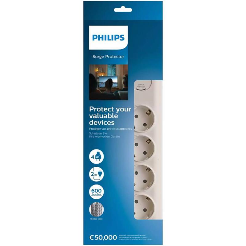 PHILIPS SPN7040WA AKIM KORUMALI PRİZ 600J (2MT) 4 LÜ 