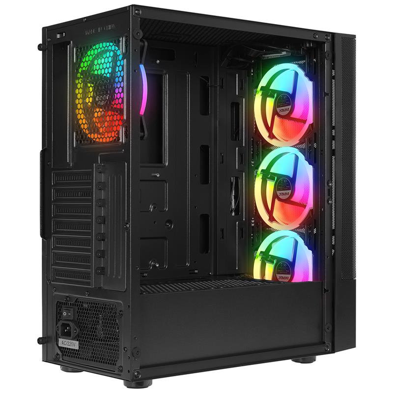 EVEREST DUSK PEAK 600W TEMPERLİ CAM 4X12CM RGB FAN ATX MIDI TOWER GAMING OYUNCU KASASI 