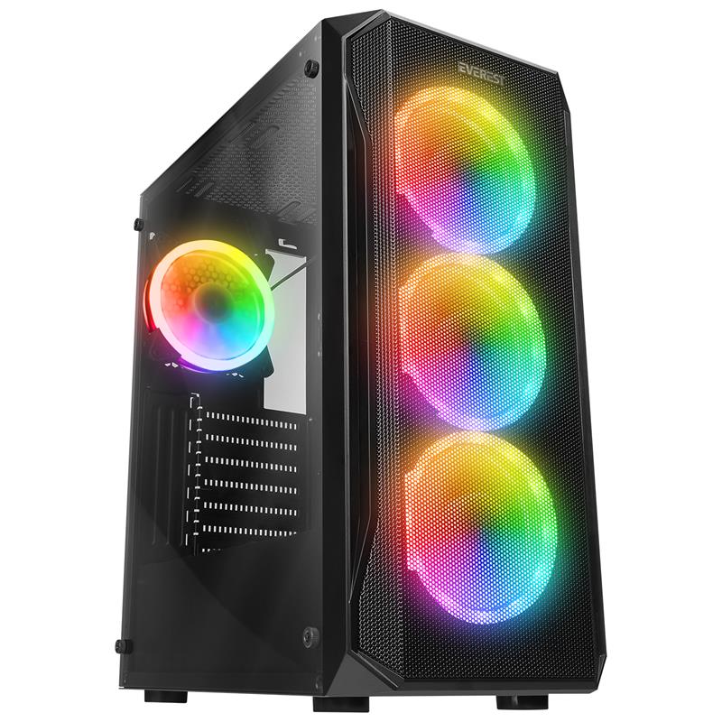 EVEREST X-RACER PEAK 600W TEMPERLİ CAMLI 4*12CM RGB FAN ATX MIDI TOWER GAMING OYUNCU KASASI 