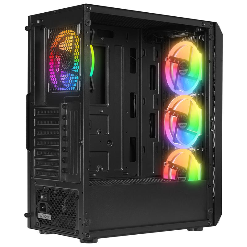 EVEREST X-RACER PEAK 600W TEMPERLİ CAMLI 4*12CM RGB FAN ATX MIDI TOWER GAMING OYUNCU KASASI 