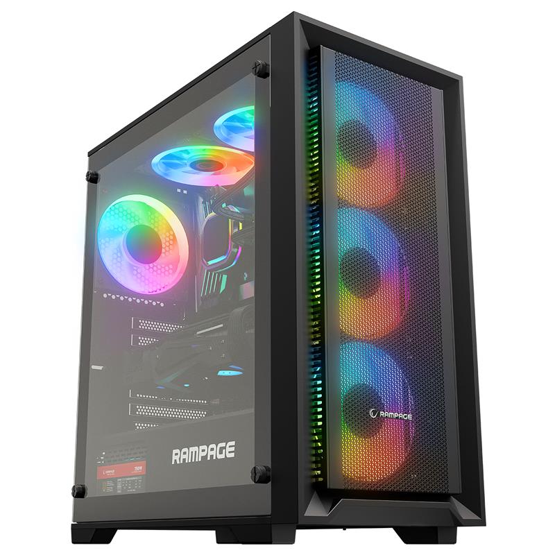 RAMPAGE VOYAGER 750W 80+ BRONZE SİYAH 4*RGB AUTO FAN ATX MIDI TOWER GAMING OYUNCU KASASI 