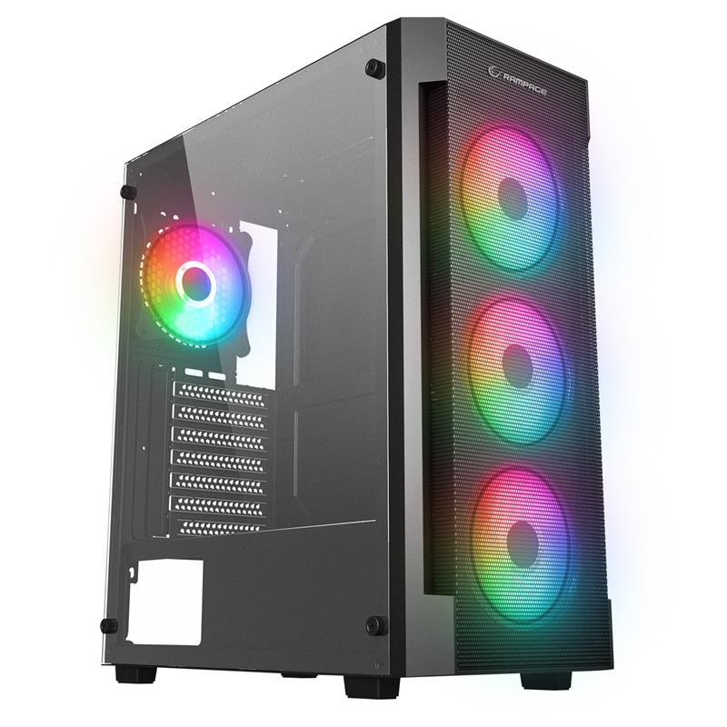 RAMPAGE VIGILANT MESH 650W 80+ BRONZE SIYAH TEMPERLI CAMLI 4X120MM RGB FAN ATX MIDI TOWER GAMING KASA 