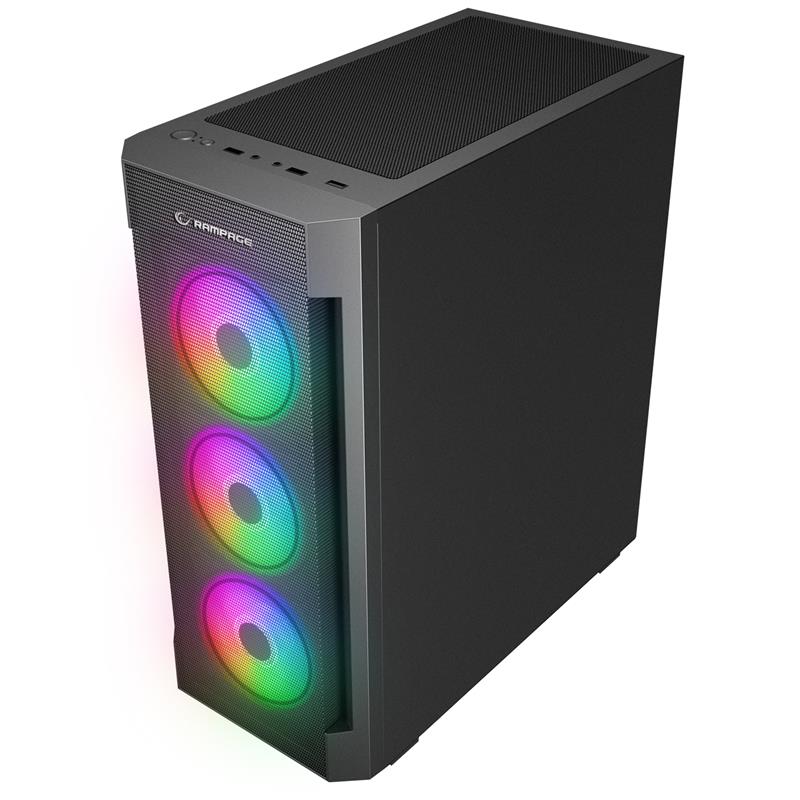 RAMPAGE VIGILANT MESH 650W 80+ BRONZE SİYAH TEMPERLİ CAMLI 4X120MM RGB FAN ATX MIDI TOWER GAMING KASA 