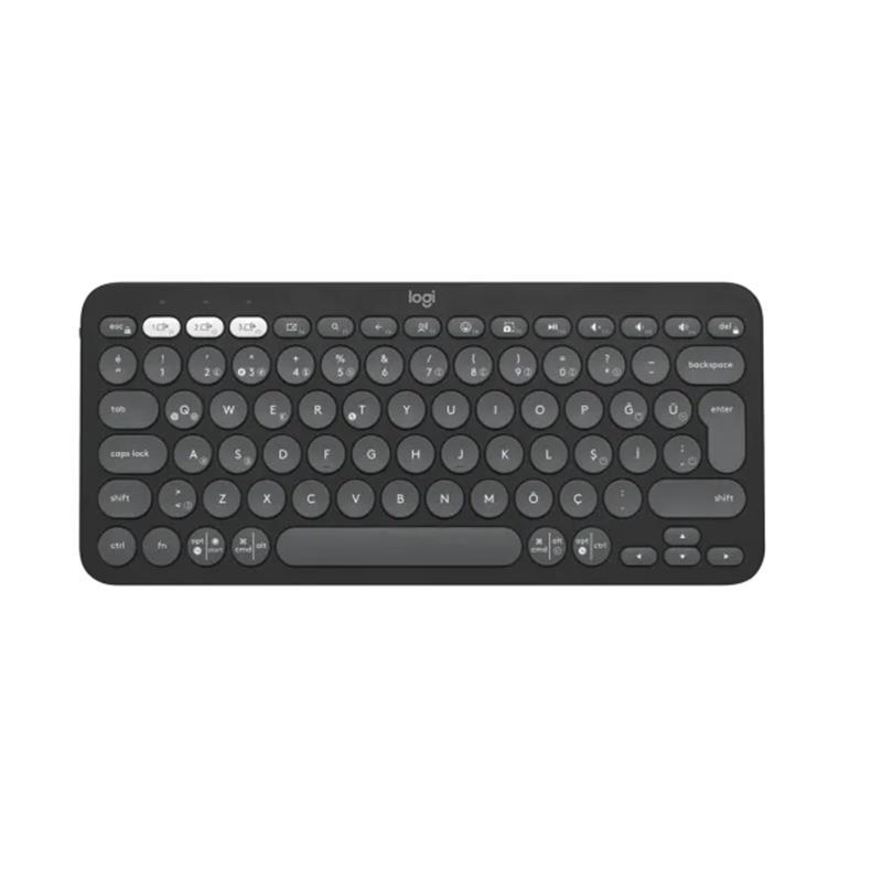 LOGITECH K380S PEBBLE KEYS 2 OKLU CIHAZ ZELLIKLI BLUETOOTH TURKE Q KLAVYE GRI920-011859 