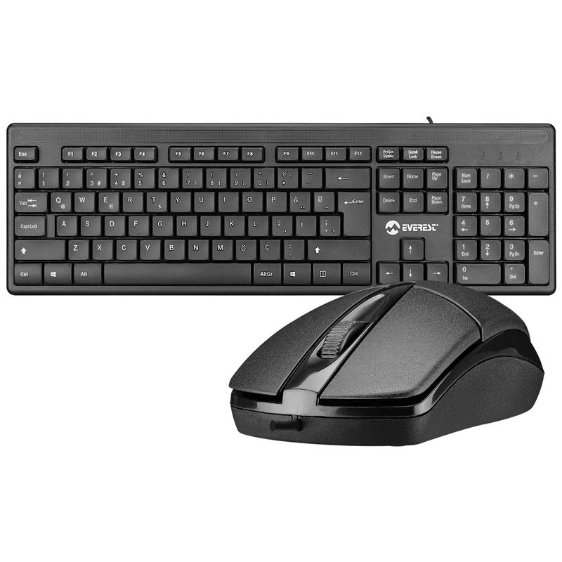 EVEREST KM-515 SİYAH USB COMBO Q STANDART KLAVYE MOUSE SET 