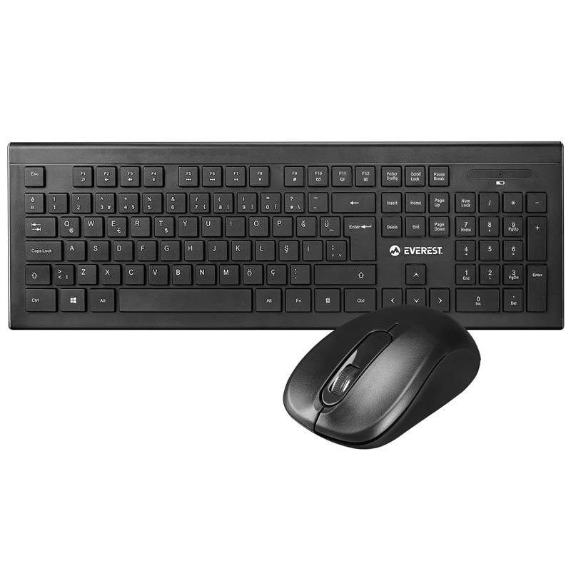 EVEREST KM-9675 Q USB SİYAH MM KABLOSUZ KLAVYE MOUSE SET 