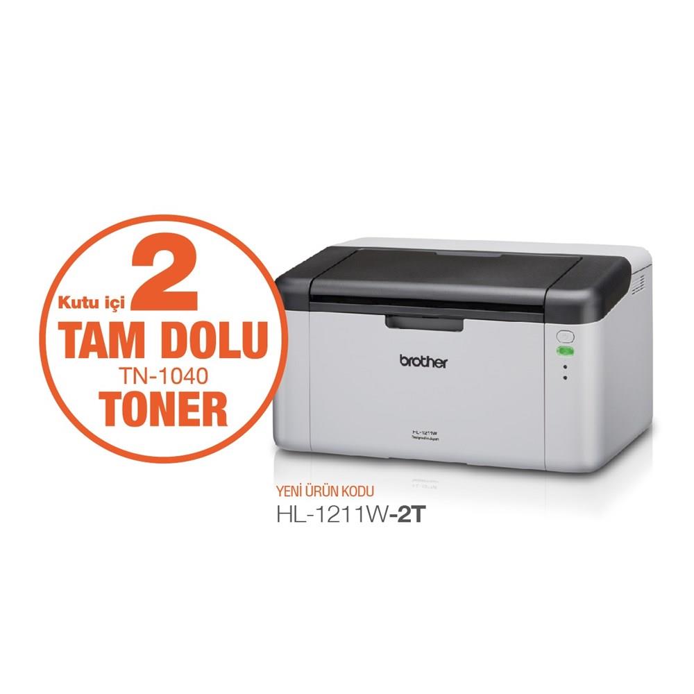 BROTHER HL-1211W-2T MONO LAZER YAZICI/WIFI (2 TAM DOLU TONER) 