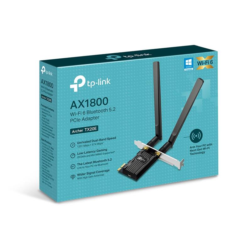 TP-LNK ARCHER TX20E AX1800 WI-FI 6 BLUETOOTH 5.2 PCIE ADAPTOR 