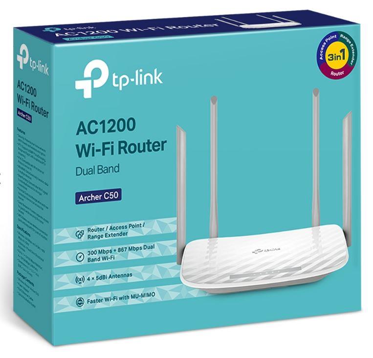 TP-LINK ARCHER C50 AC1200 4 PORT DUAL BAND ROUTER 