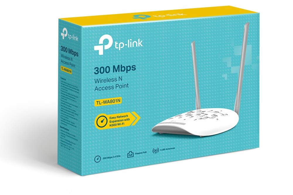 TP-LINK TL-WA801N 300MBPS WIRELESS N ACCESS POINT 1 PORT 10/100MBPS 2 X SABİT ÇOK YÖNLÜ ANTEN 