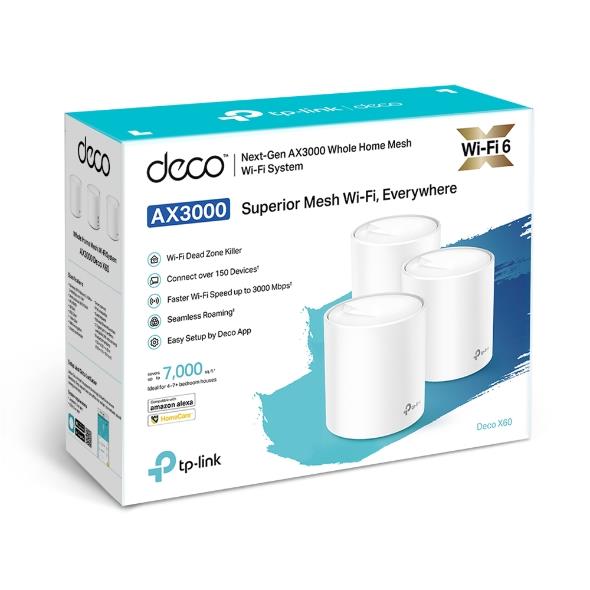 TP-LINK DECO X60 AX3000 MESH EV WI-FI 6 SİSTEMİ (ÜÇLÜ) 