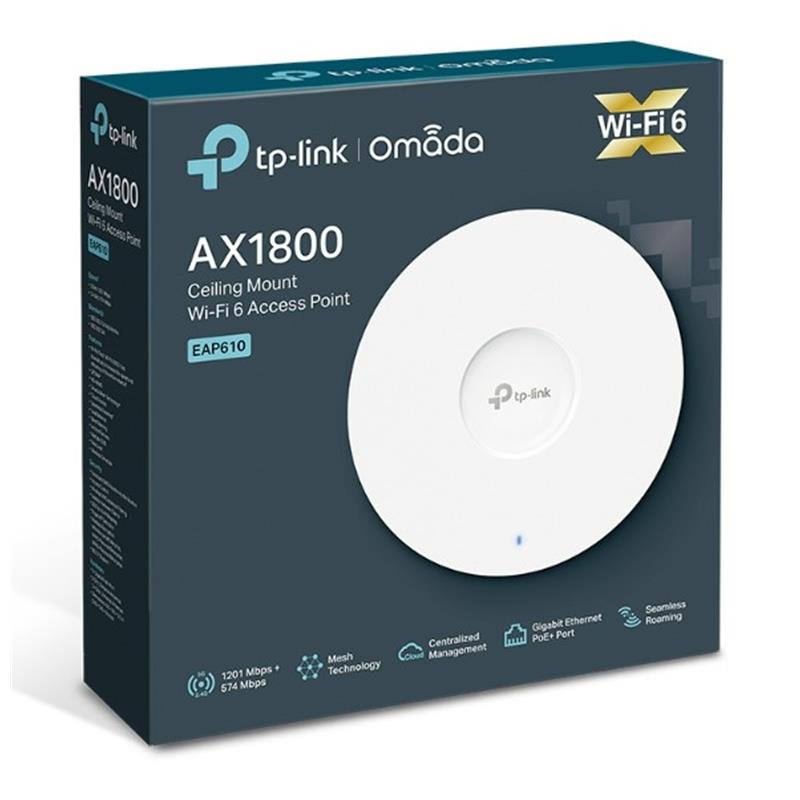 TP-LINK OMADA EAP610 AX1800 DUAL BAND WIFI6 1XGBIT RJ45 2.4GHZ/5GHZ TAVAN TIPI ACCESS POINT (ADAPTRLU) 