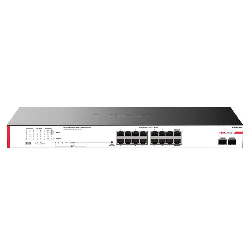 H3C H3C MAGIC BS218F-HP 16 PORT GIGABIT + 2 PORT GIGABIT SFP UPLINK 225W POE RACKMOUNT SWITCH Resim-1