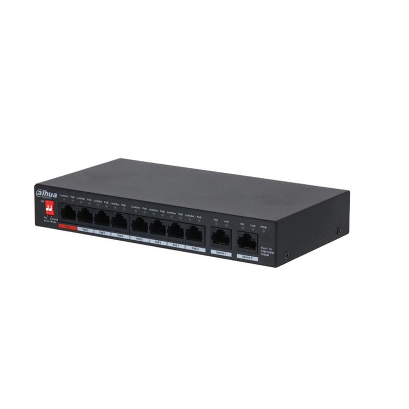 DAHUA PFS3010-8ET-96 8 PORT 10/100+ 2 PORT GIGABIT UPLINK 250 METRE 96W POE SWITCH 