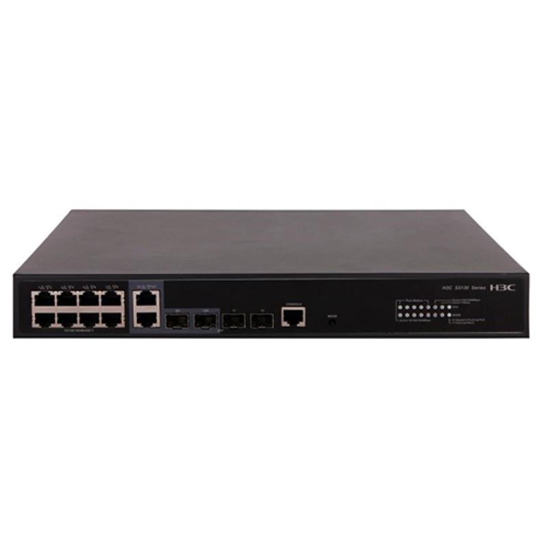 H3C 9801A1NC LC-5130S-12TP-HPWR-EI-GL 8 PORT GIGABIT + 2XRJ45/2XSFP COMBO L2+ YÖNETİLEBİLİR 125W POE SWITCH 