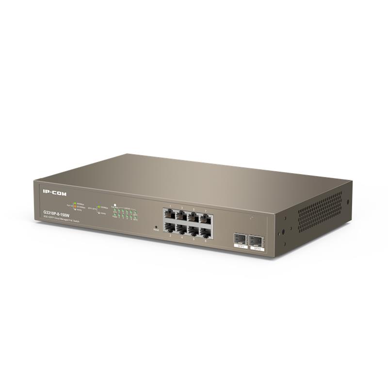 IP-COM G3310P-8-150W 8 PORT GIGABIT + 2X1GB SFP UPLINK L2/CLOUD YÖNETİLEBİLİR RACK 130W POE SWITCH 