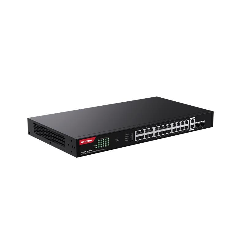 IP-COM G1128-24-410W 24 PORT GIGABIT +2XGB RJ45/SFP UPLINK 370W POE RACKMOUNT SWITCH 