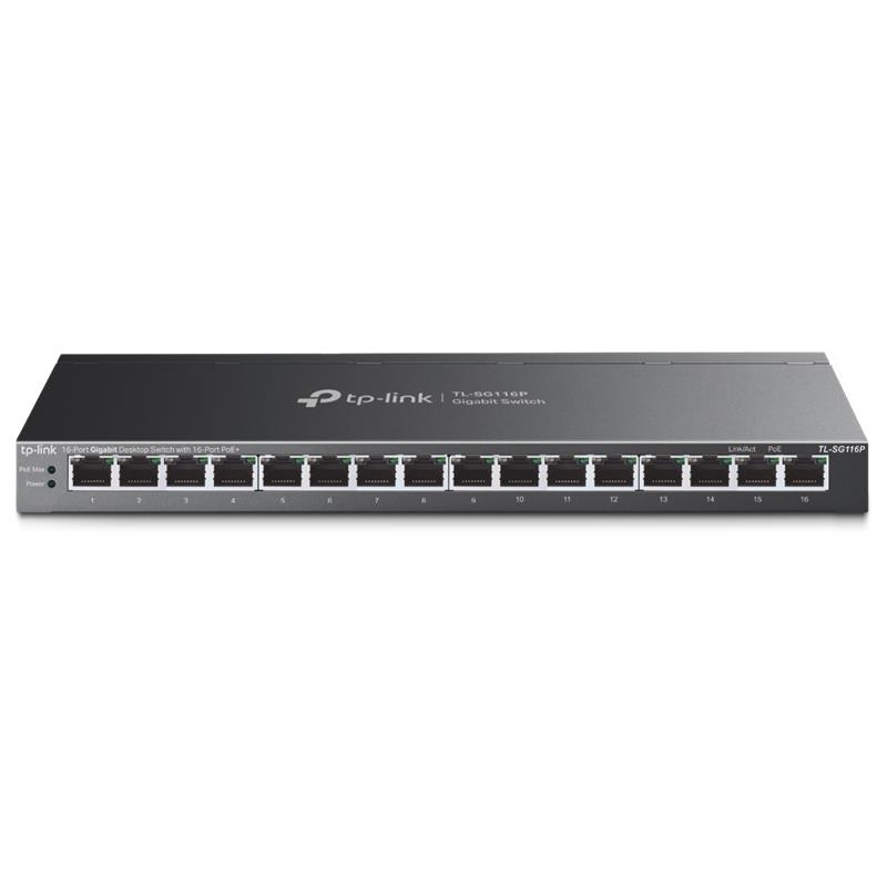 TP-LINK TL-SG116P 16 PORT POE+ 120W YÖNETİLEMEZ GIGABIT DESKTOP SWITCH 