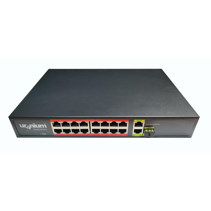 URANIUM POE-G1621SFP-300W 16 PORT GIGABIT+2XGB RJ45+1XSFP UPLINK POE RACKMOUNT SWITCH (REALTEK CHIPSET) 