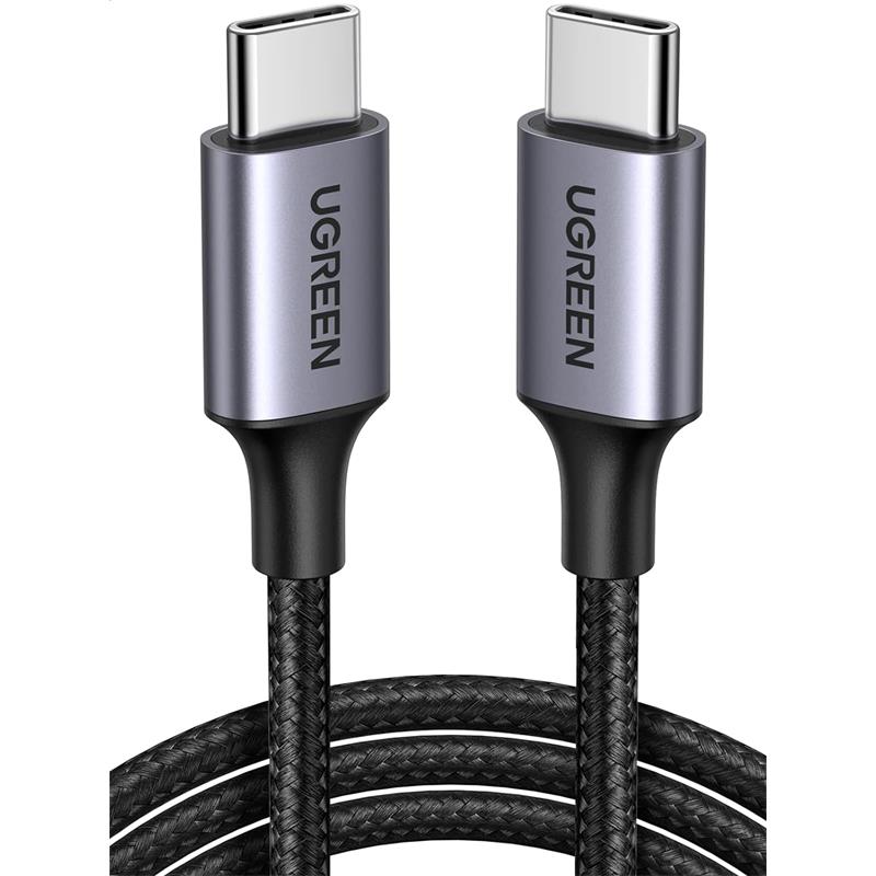 UGREEN UGREEN USB-C 60W 3A QC PD ÖRGÜLÜ HIZLI ŞARJ KABLOSU 1 MT SİYAH 50150 Resim-1