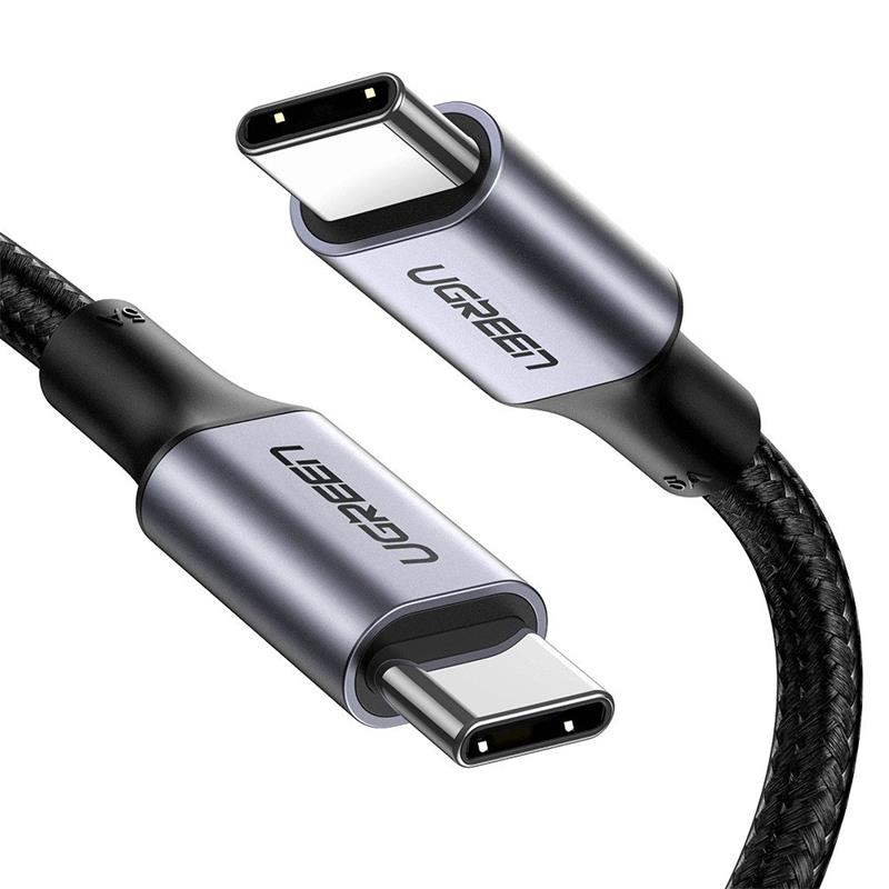 UGREEN USB-C 100W 5A QC PD ÖRGÜLÜ HIZLI ŞARJ KABLOSU 1 MT SİYAH 70427 