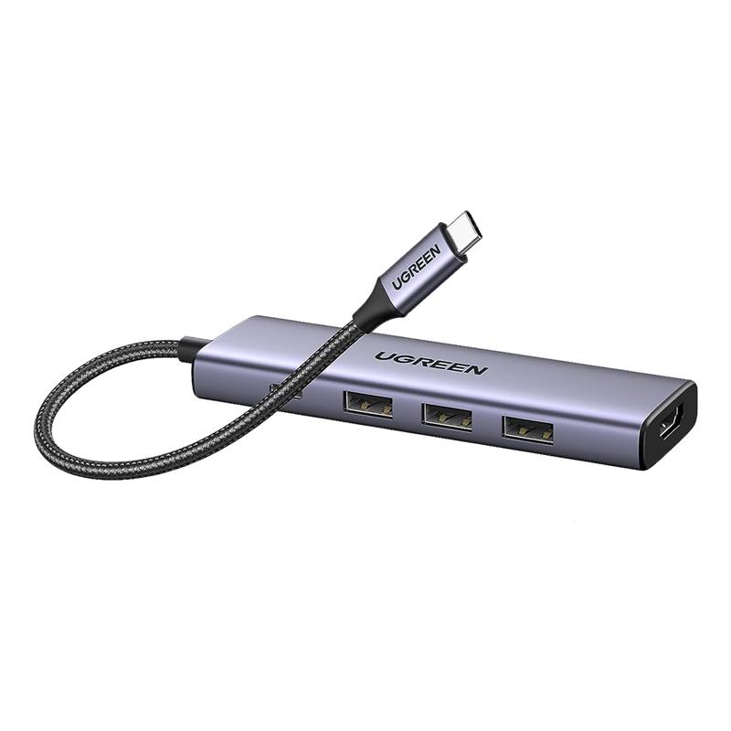 UGREEN UGREEN 5IN1 USB-C 100W PD 4K HDMI HUB ÇOKLAYICI GRİ 15596 Resim-1