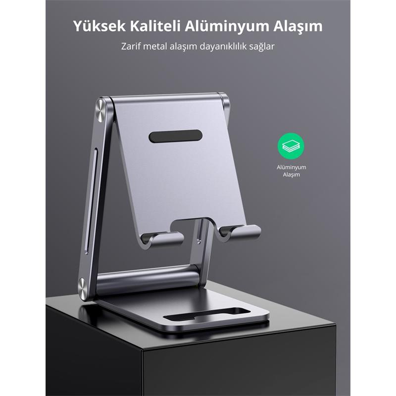 UGREEN AYARLANABİLİR METAL TELEFON TUTUCU STANDI UZAY GRİSİ 80708